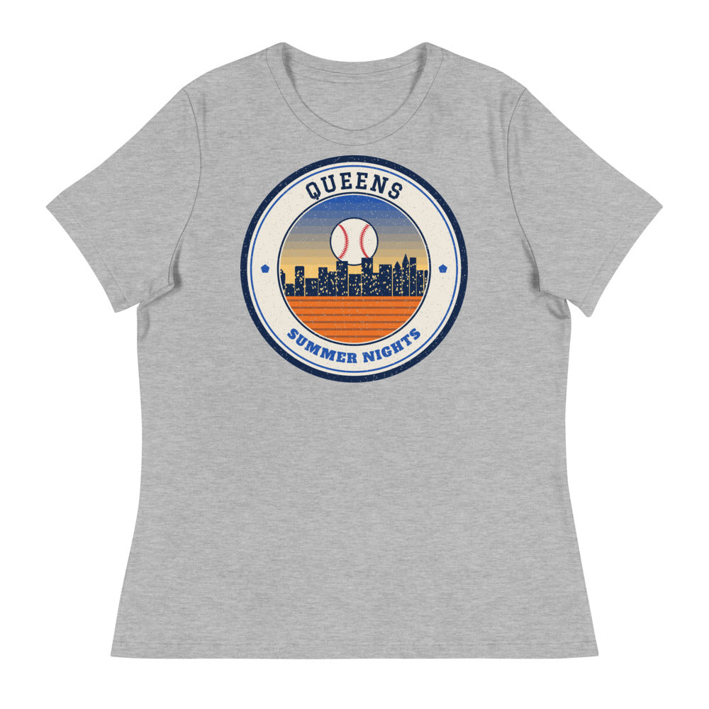 Women's Queens Summer Nights Ballpark Tee in athletic heather, front