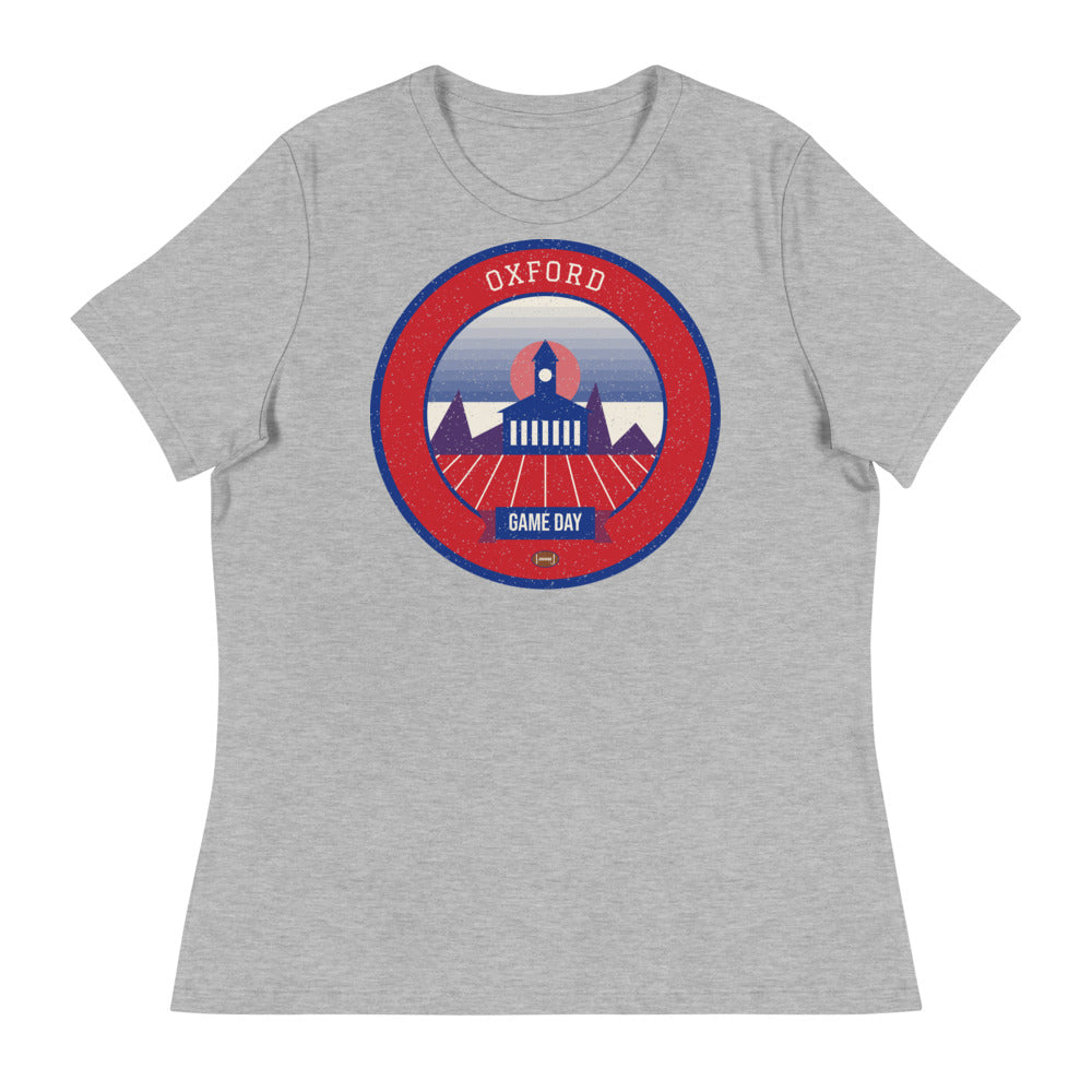 Women's Red & Blue Courthouse Square Game Day Tee in athletic heather, front