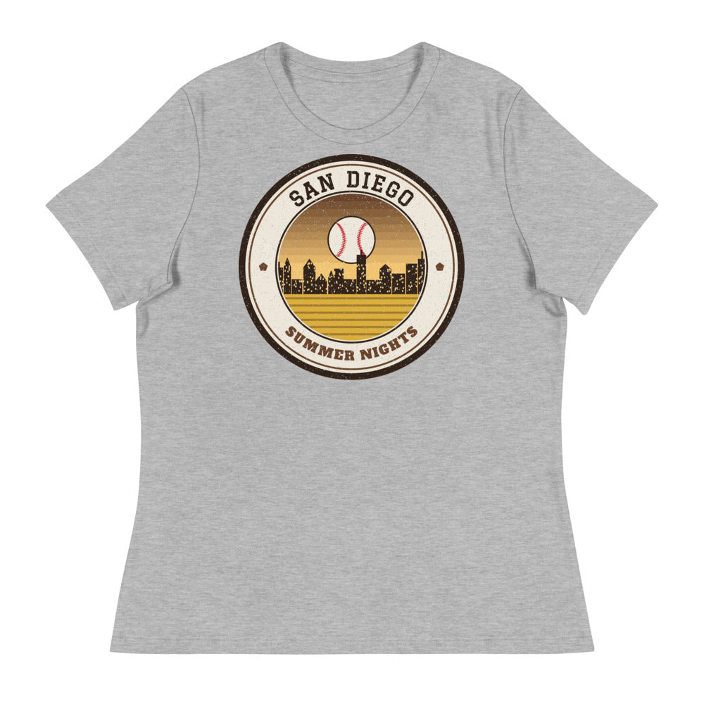 Women's San Diego Summer Nights Ballpark Tee in athletic heather, front