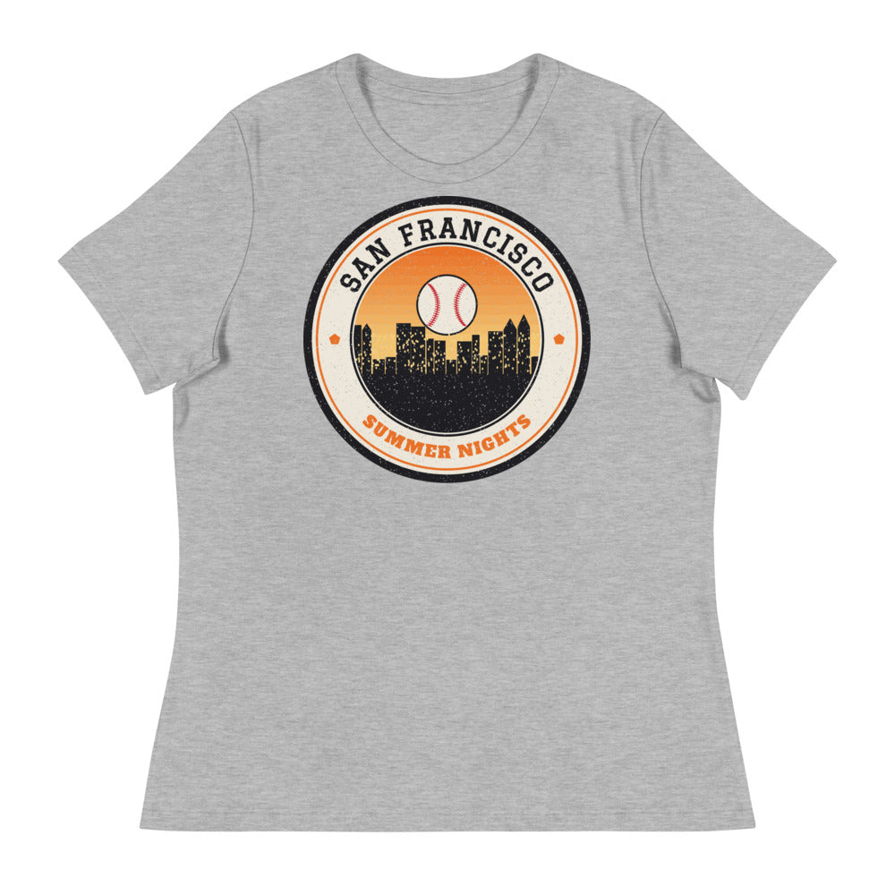 Women's San Francisco Summer Nights Ballpark Tee in athletic heather, front