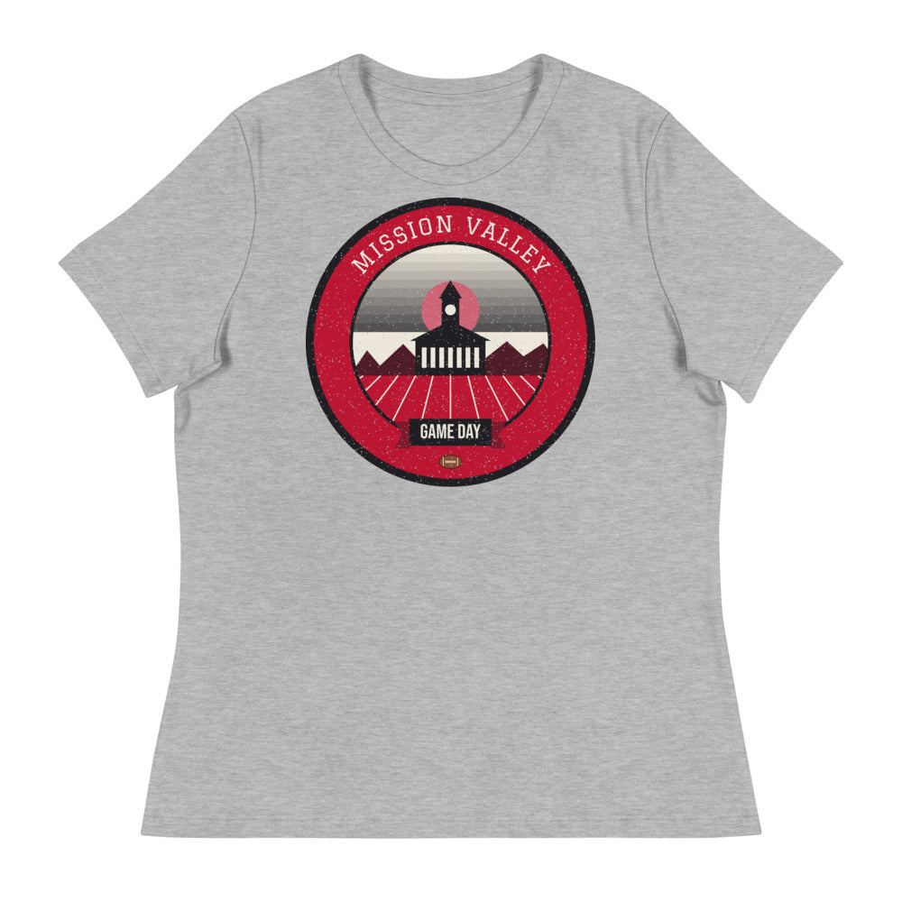 Women's Scarlet Mission Valley Game Day Tee in athletic heather, front