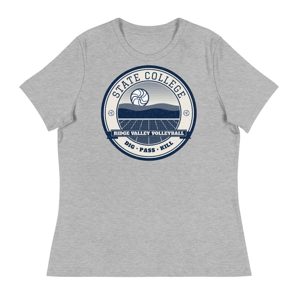State College Ridge Valley Volleyball Women's Tee in athletic heather, front