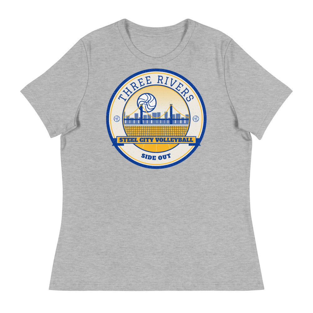 Three Rivers Steel City Volleyball Women's Tee in athletic heather, front