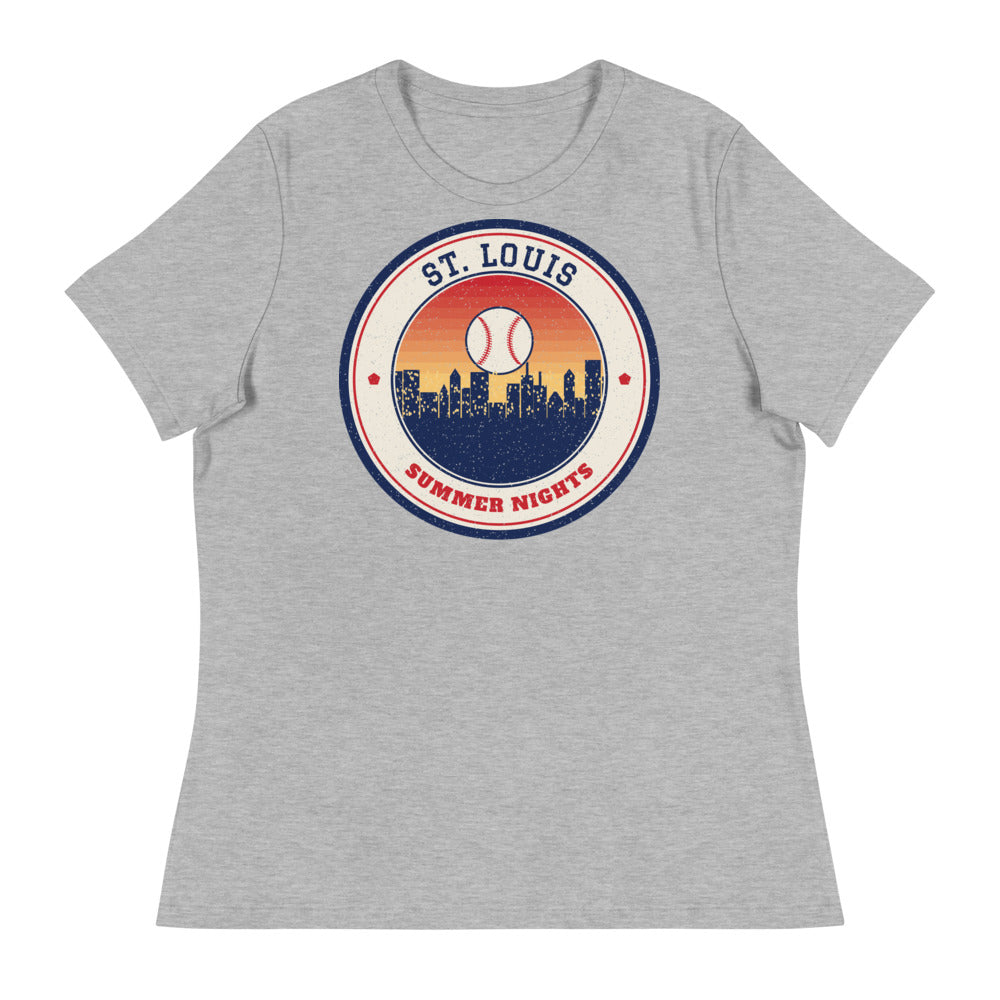 Women's St. Louis Summer Nights Ballpark Tee in athletic heather, front