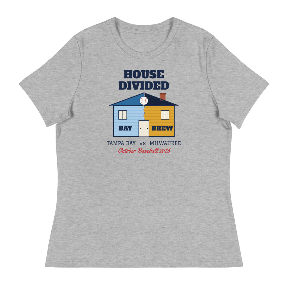 Women's House Divided Tampa Bay vs Milwaukee Relaxed Tee in athletic heather, front view