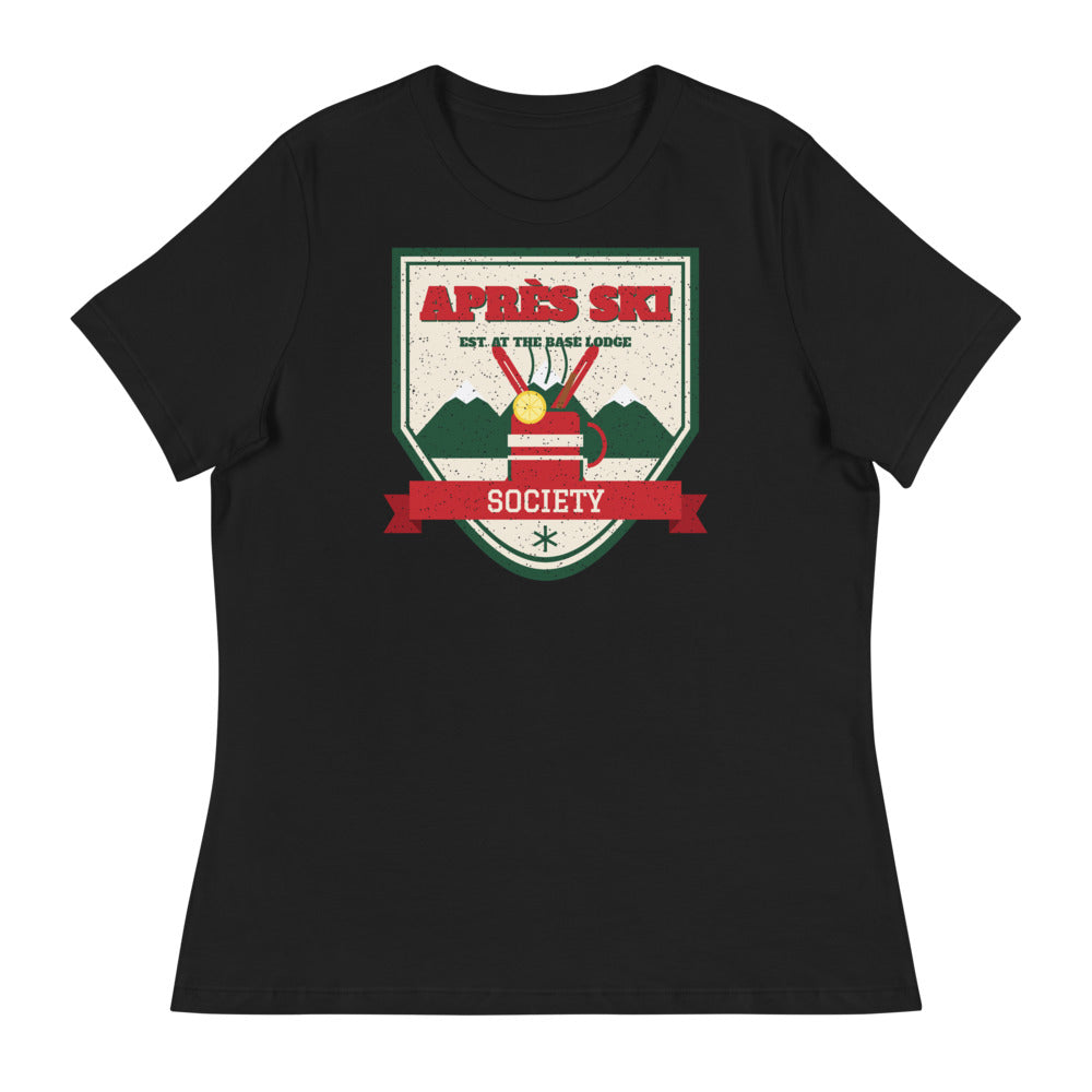 Women's Après Ski Society Relaxed Tee in black, front view