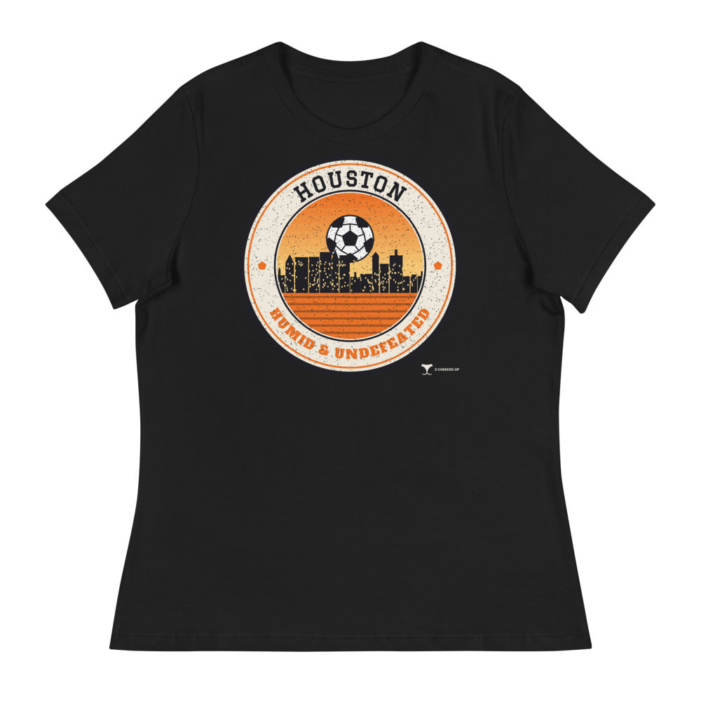 Women's Houston Humid & Undefeated Relaxed Tee in black, design printed on the front, front view