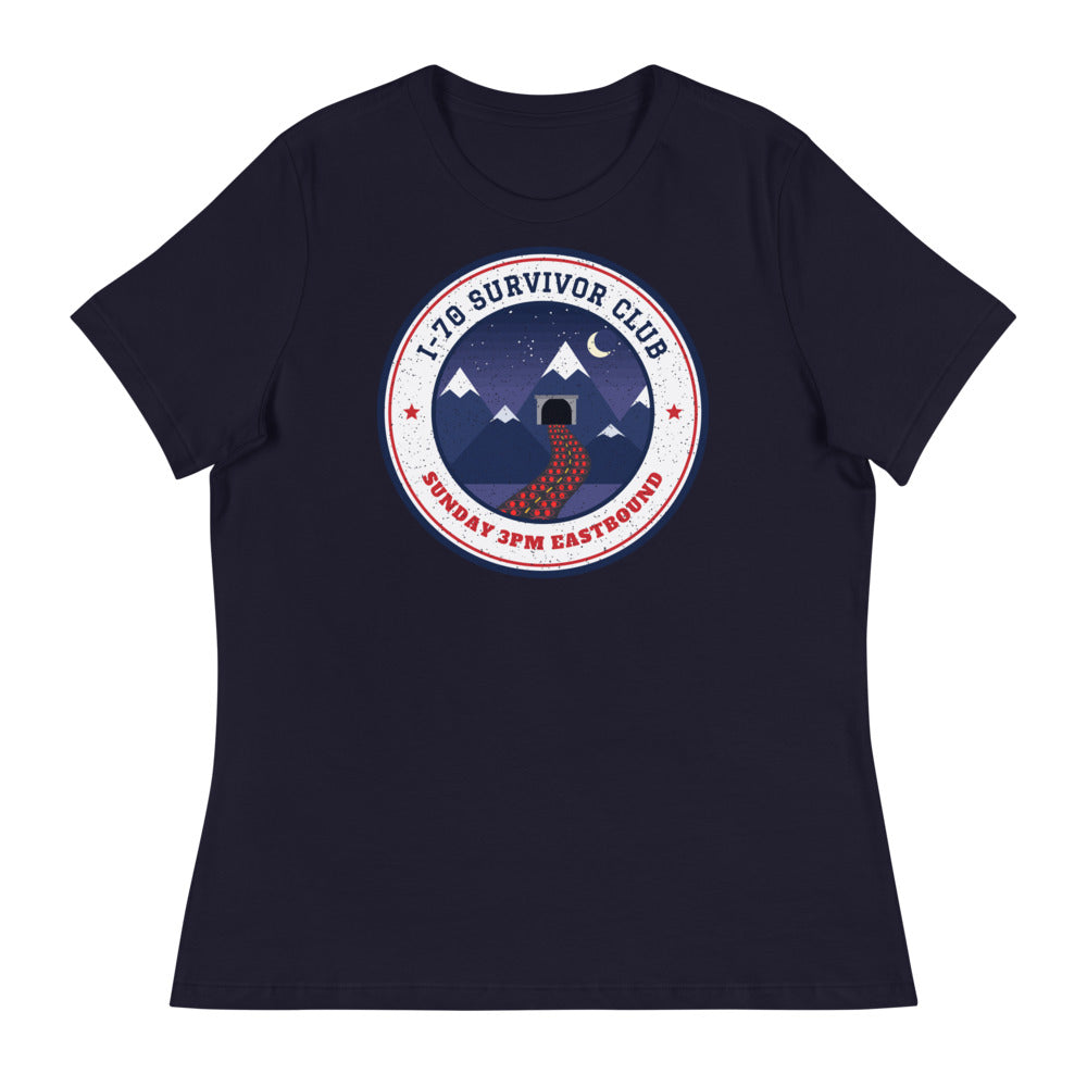 Women's I-70 Survivor Club Relaxed Tee in navy, front view