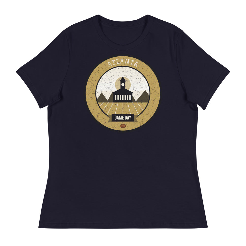 Women's Old Gold Midtown Game Day Tee in navy, front