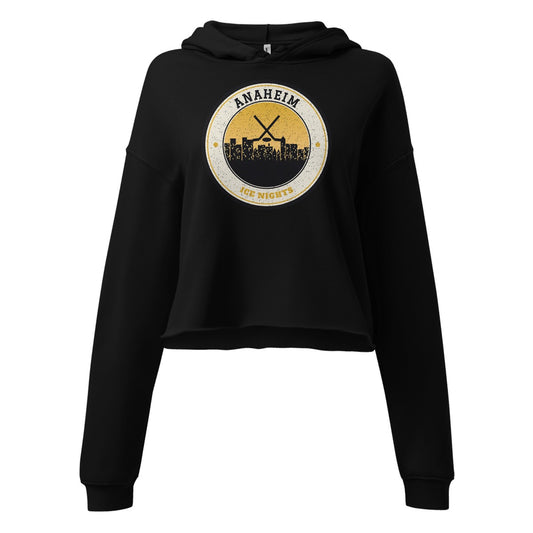Women's Anaheim Ice Nights Cropped Hoodie in Black, front view