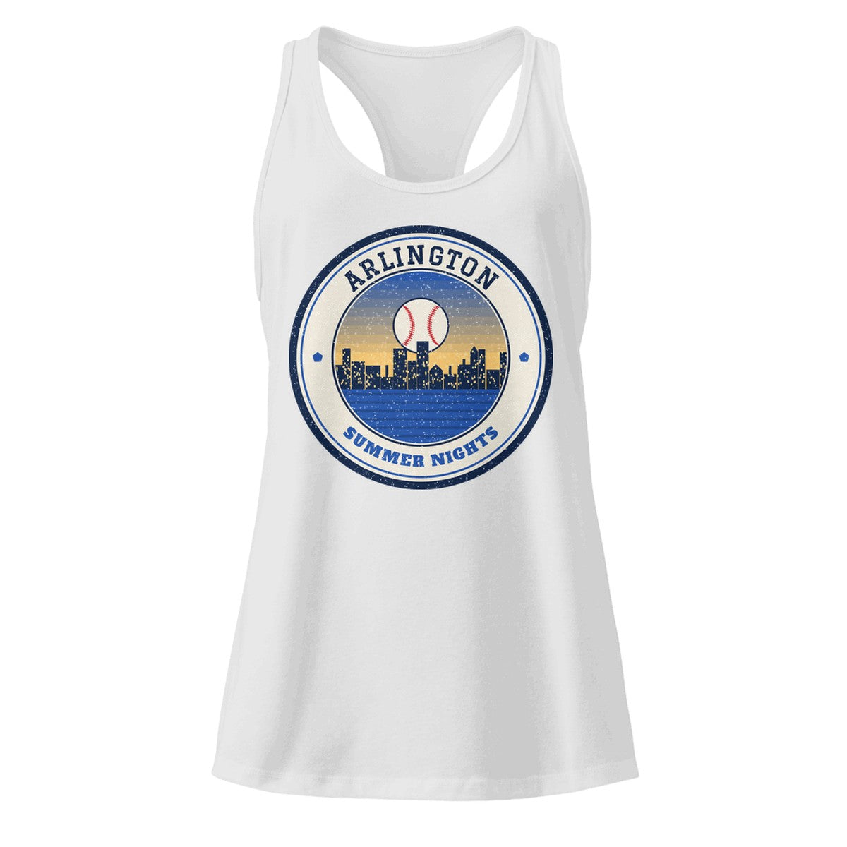 Women's Arlington Summer Nights Ballpark Racerback Tank in Heather Gray, front view