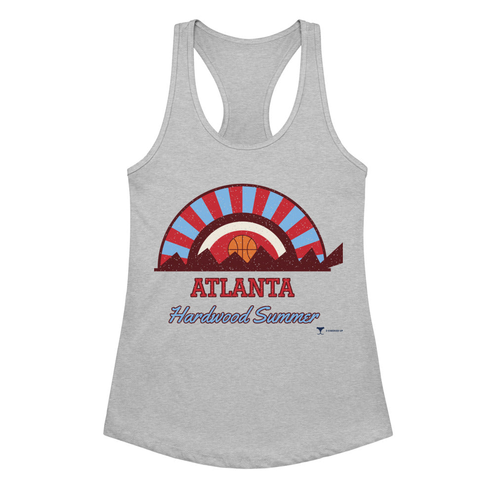 Women's Atlanta Hardwood Summer Racerback Tank in Heather Gray, front view