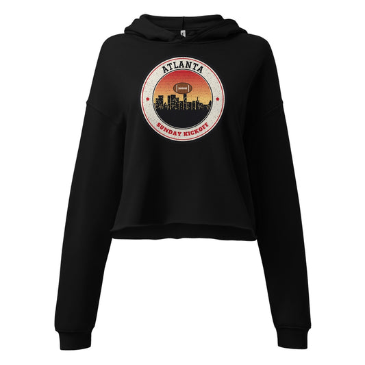 Women's Atlanta Sunday Kickoff Cropped Hoodie in Black, front view