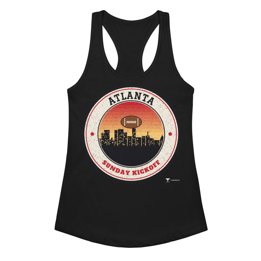 Women's Atlanta Sunday Kickoff Racerback Tank in Black, front view