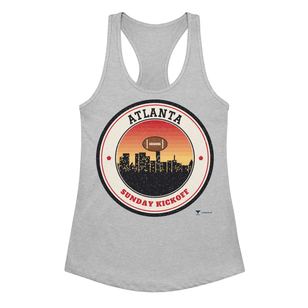 Women's Atlanta Sunday Kickoff Racerback Tank in Heather Gray, front view