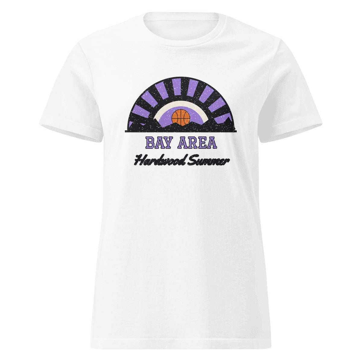 Women's Bay Area Hardwood Summer Fitted Tee in White, front view