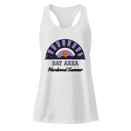 Women's Bay Area Hardwood Summer Racerback Tank in Heather Gray, front view