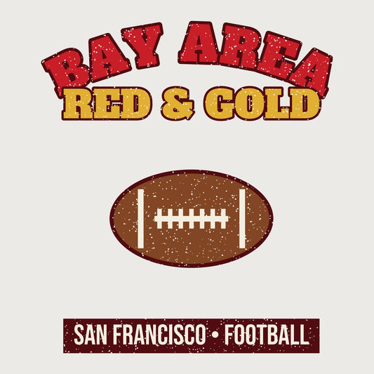 Bay Area Red & Gold Football Tee graphic
