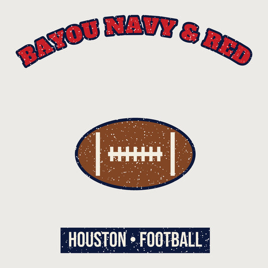 Bayou Navy & Red Football Tee graphic
