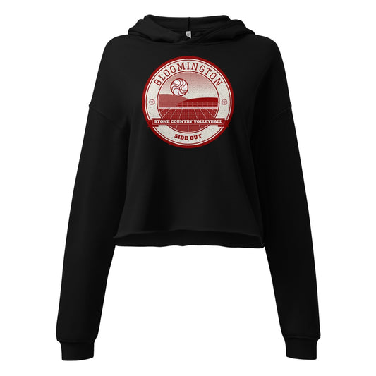 Bloomington Stone Country Volleyball Women's Cropped Hoodie in Black, front view