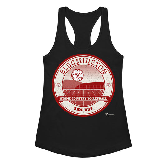 Bloomington Stone Country Volleyball Women's Racerback Tank in Black, front view