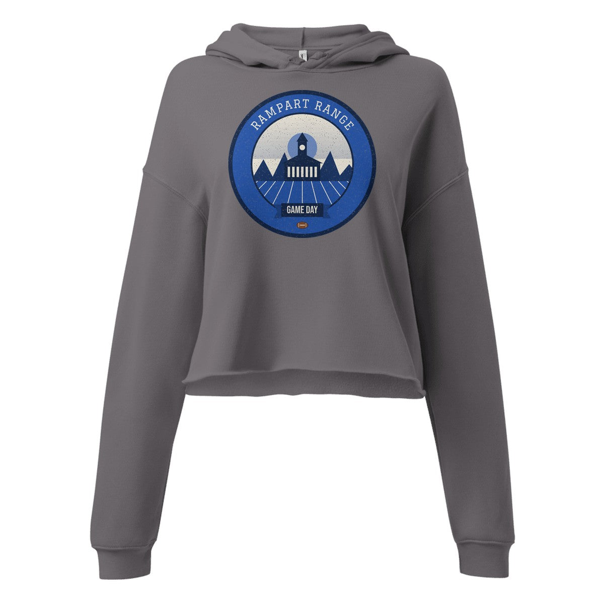 Women's Blue & Silver Contrail Game Day Cropped Hoodie in Storm, front view