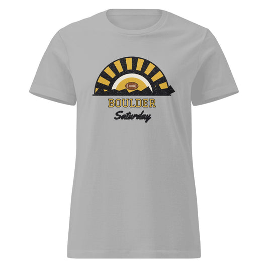 Women's Boulder Saturday Fitted Tee in Sport Grey, front view