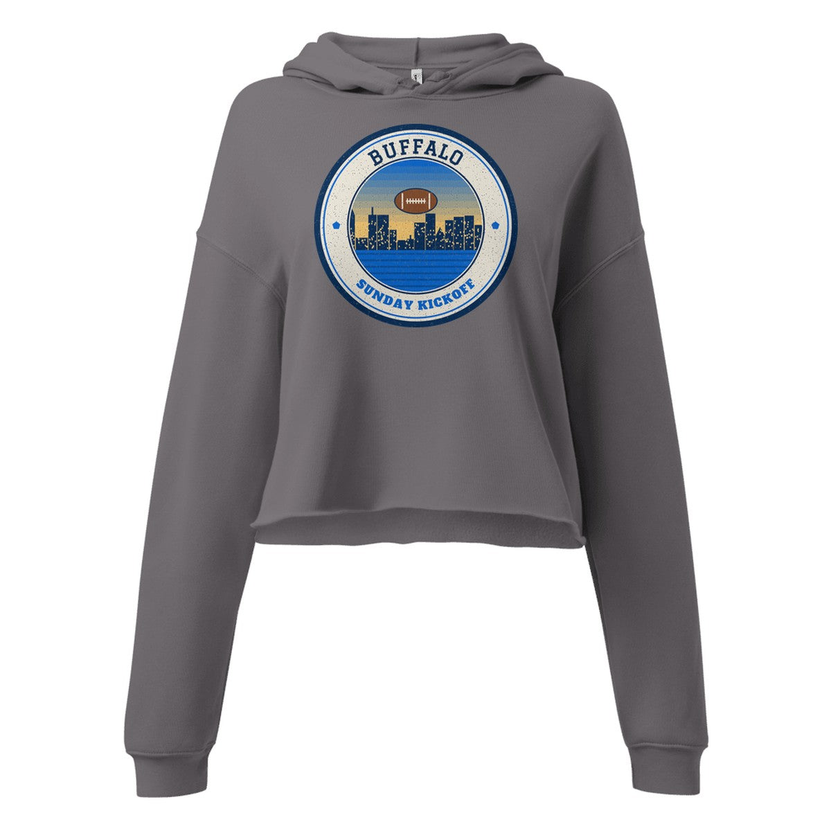 Women's Buffalo Sunday Kickoff Cropped Hoodie in Storm, front view