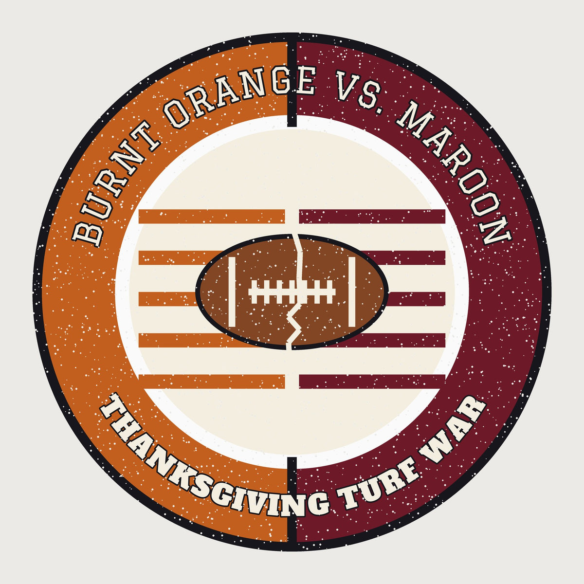Burnt Orange vs Maroon Thanksgiving Turf War Football Hoodie graphic