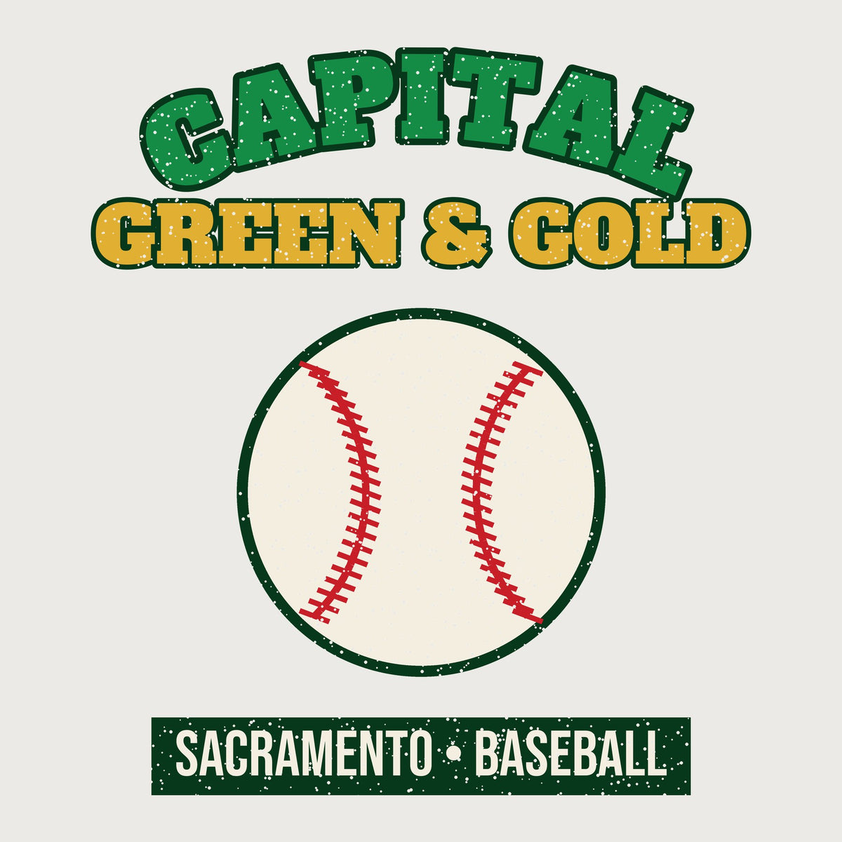 Women's Capital Green & Gold Baseball Tee graphic