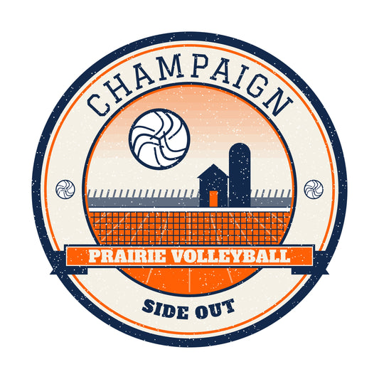 Champaign Prairie volleyball badge graphic