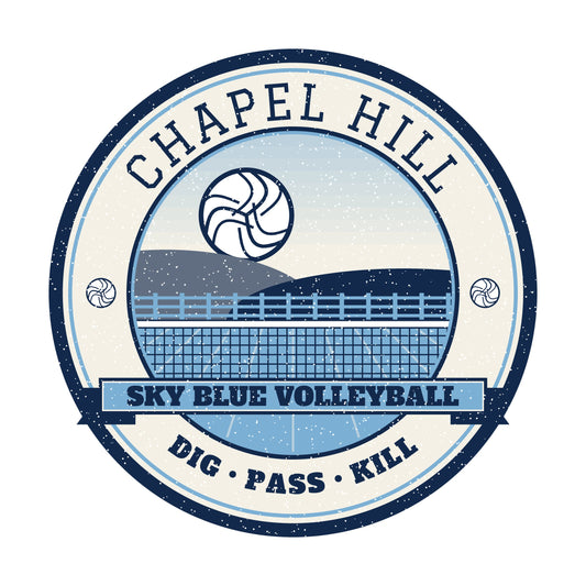 Chapel Hill Sky Blue volleyball badge graphic