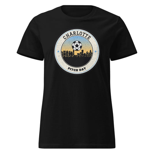 Women's Charlotte Pitch Day Fitted Tee in Black, front view