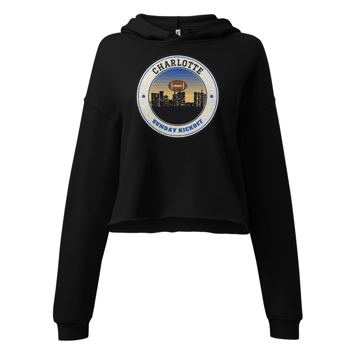 Women's Charlotte Sunday Kickoff Cropped Hoodie in Black, front view