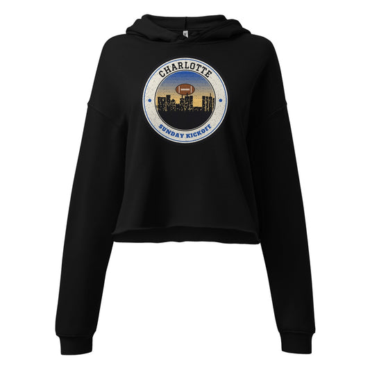 Women's Charlotte Sunday Kickoff Cropped Hoodie in Black, front view