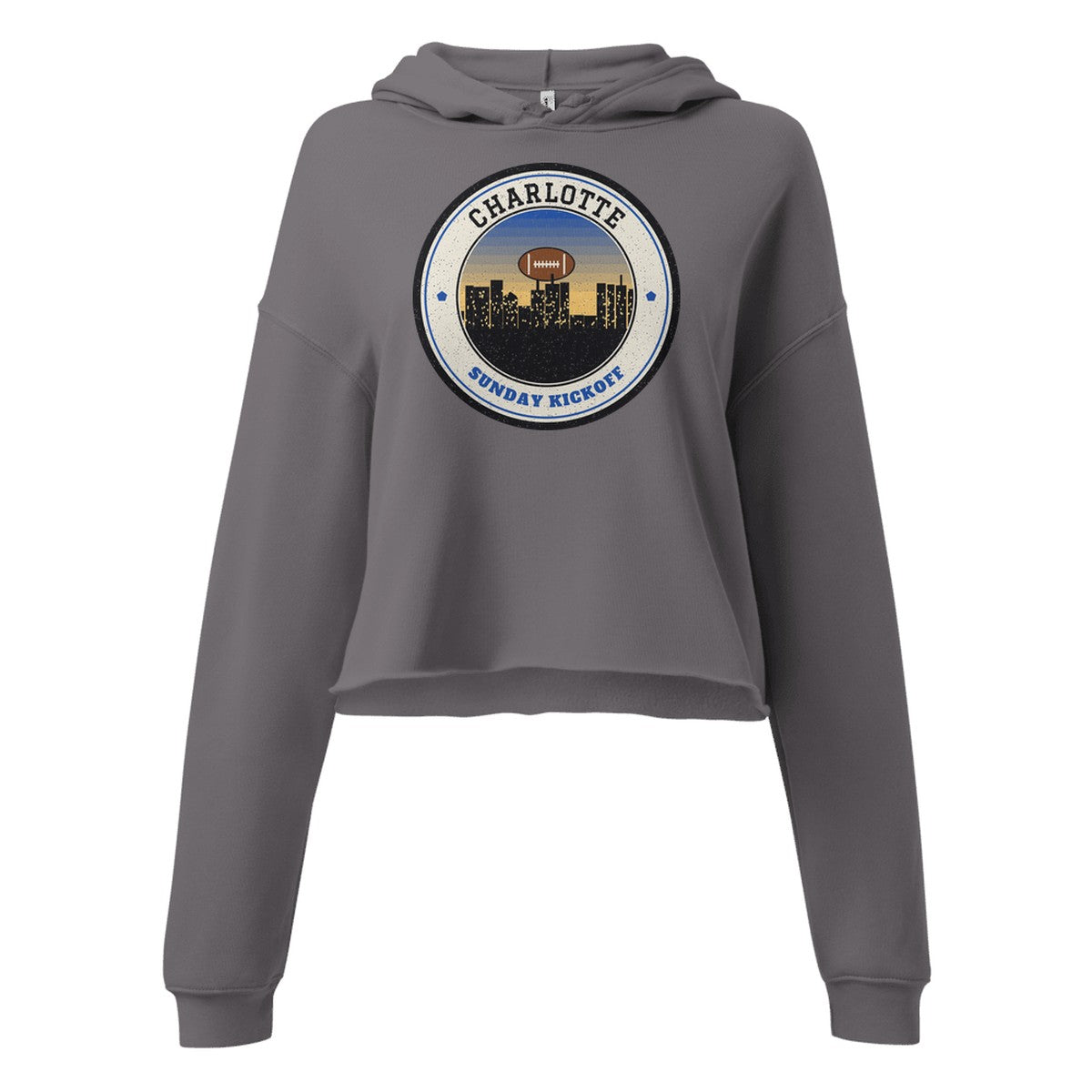 Women's Charlotte Sunday Kickoff Cropped Hoodie in Storm, front view