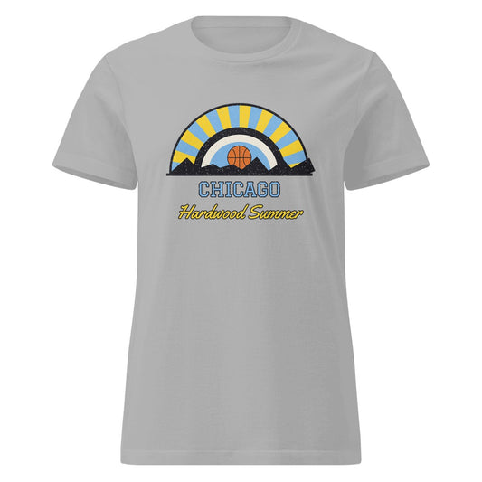 Women's Chicago Hardwood Summer Fitted Tee in Sport Grey, front view