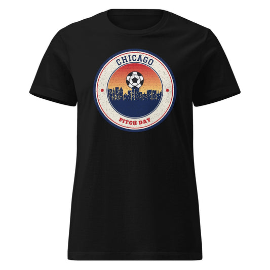 Women's Chicago Pitch Day Fitted Tee in Black, front view