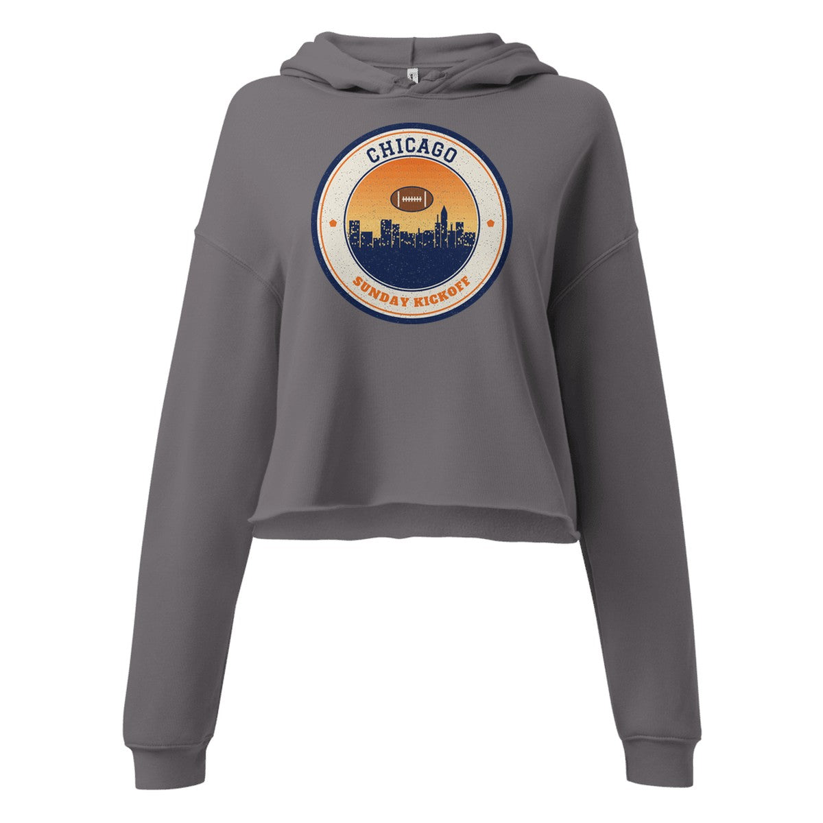 Women's Chicago Sunday Kickoff Cropped Hoodie in Storm, front view