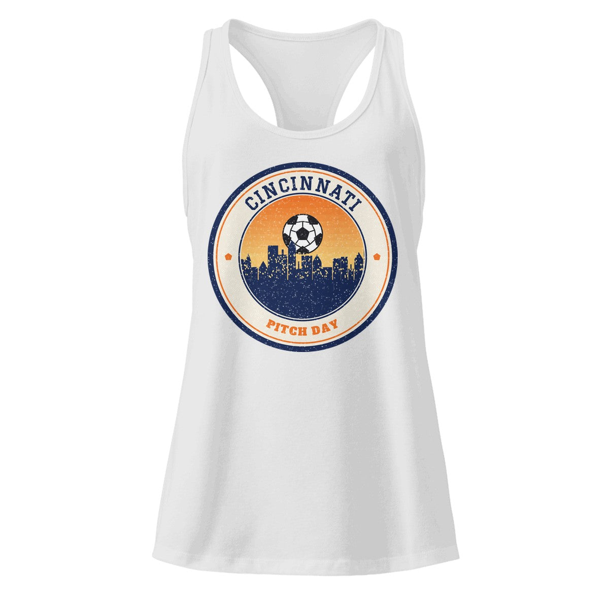 Women's Cincinnati Pitch Day Racerback Tank in Heather Gray, front view