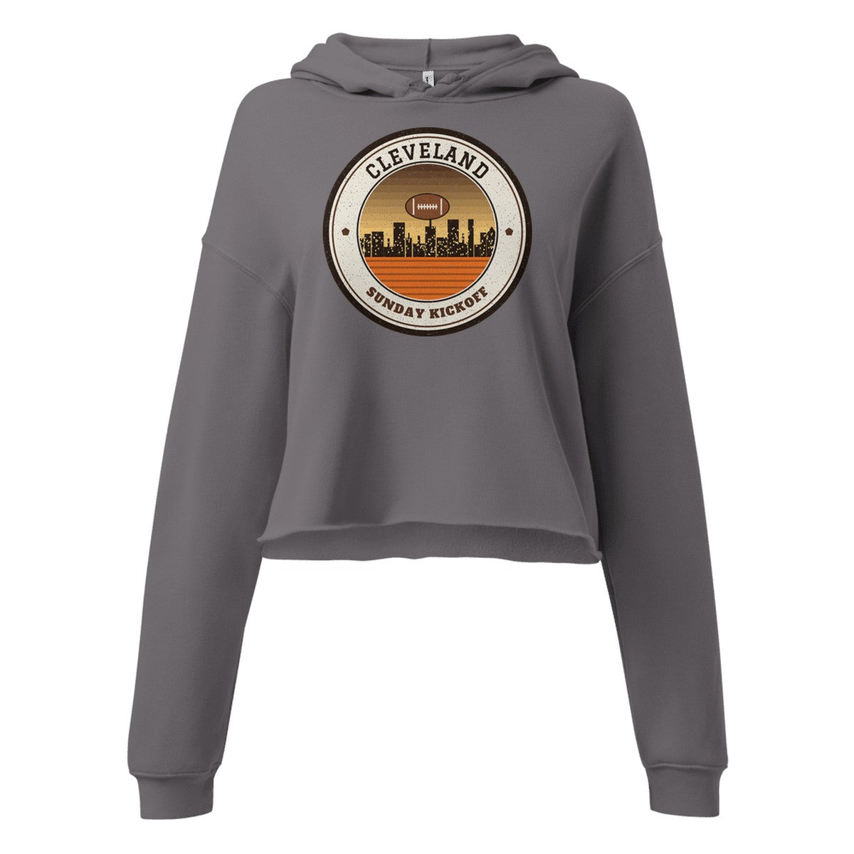 Women's Cleveland Sunday Kickoff Cropped Hoodie in Storm, front view