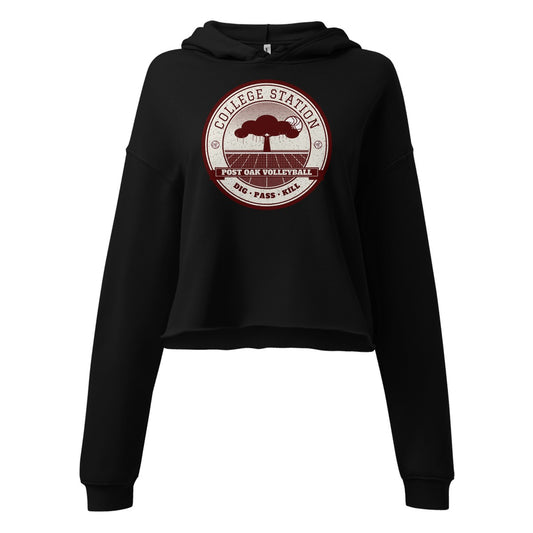 College Station Post Oak Volleyball Women's Cropped Hoodie in Black, front view