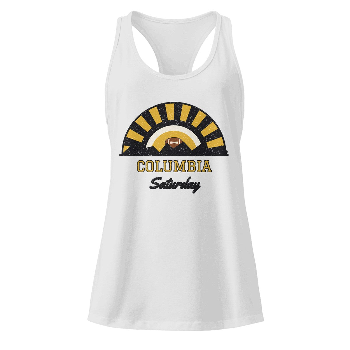 Women's Columbia Saturday Racerback Tank in Heather Gray, front view