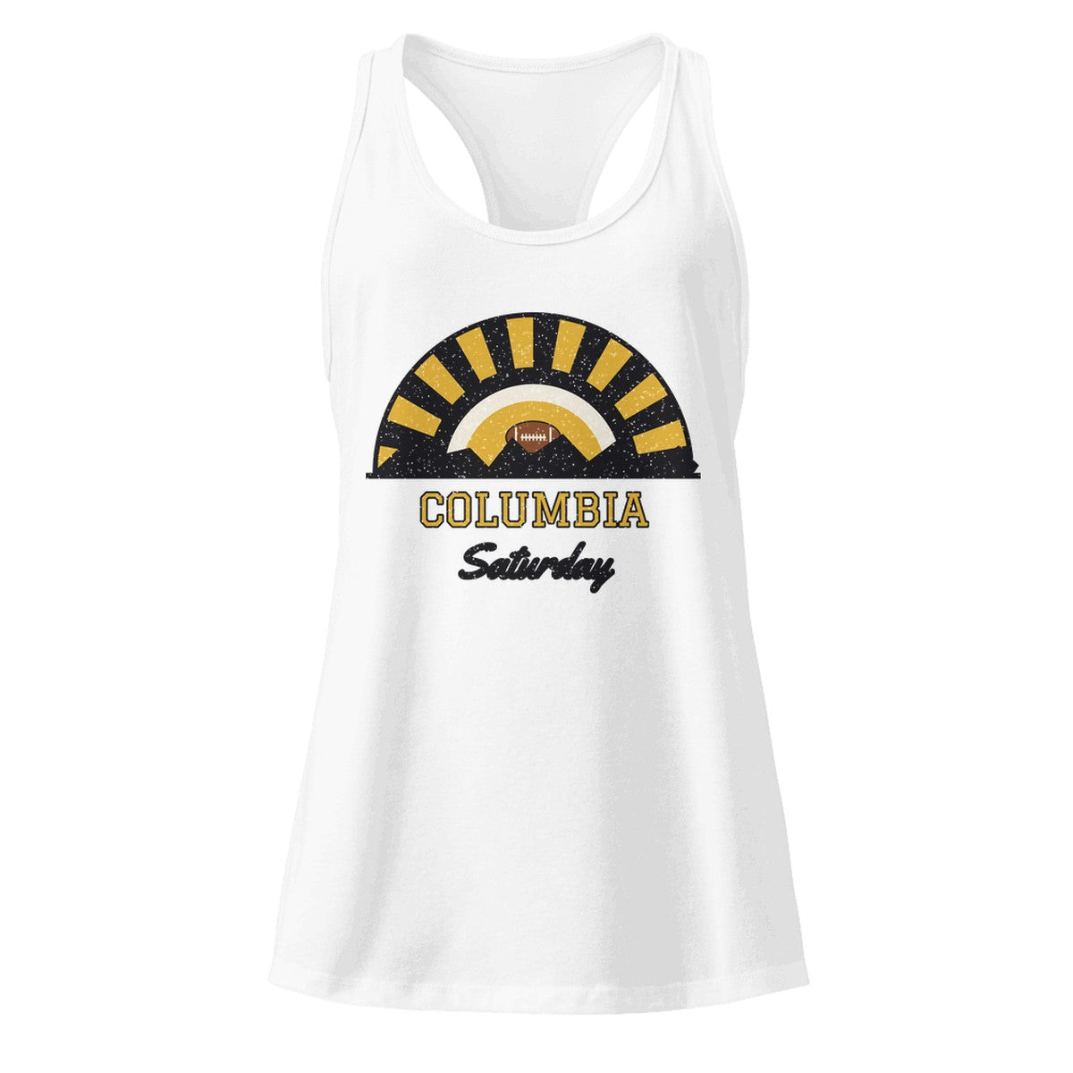 Women's Columbia Saturday Racerback Tank in White, front view