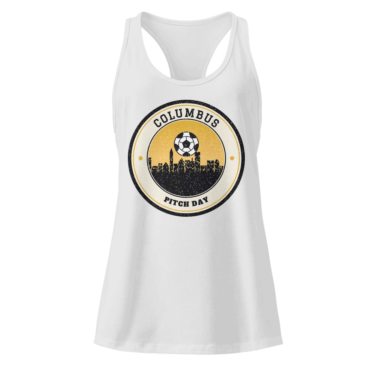 Women's Columbus Pitch Day Racerback Tank in Heather Gray, front view