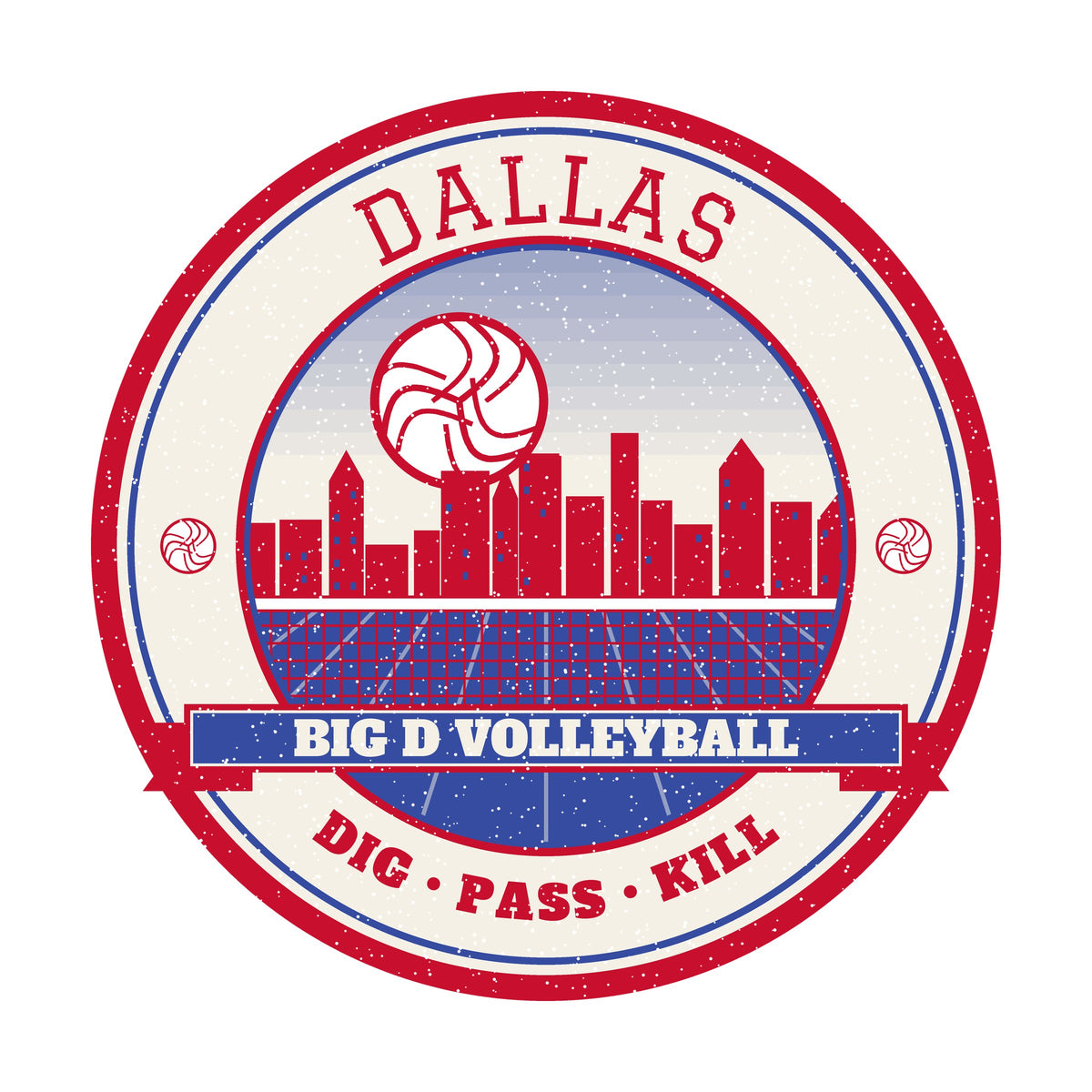 Dallas Big D volleyball badge graphic