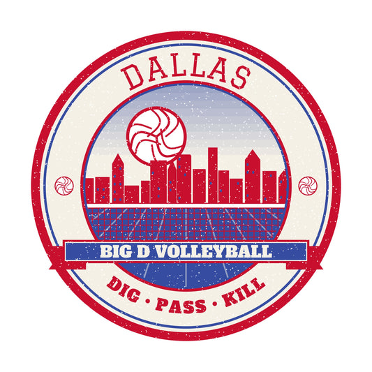 Dallas Big D volleyball badge graphic