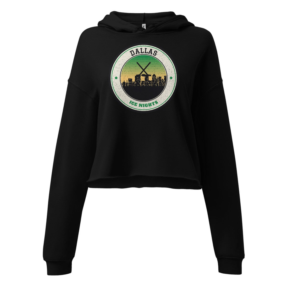 Women's Dallas Ice Nights Cropped Hoodie in Black, front view