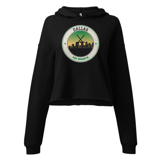 Women's Dallas Ice Nights Cropped Hoodie in Black, front view