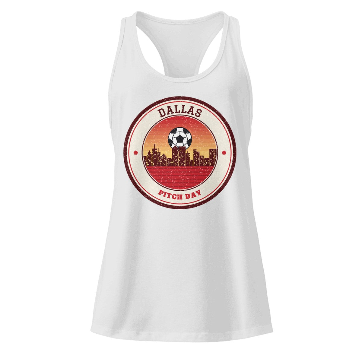 Women's Dallas Pitch Day Racerback Tank in Heather Gray, front view